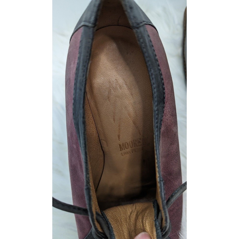 Moore Lime Peru Leather Pointy Toe Lace Up Oxford Stacked Heel Pumps Sz 6 - Picture 7 of 7